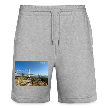 Große Seto-Brücke - Stanley/Stella Unisex Bio Joggingshorts Trainer  - Grau meliert - Vorne - Nik (191cm) & Marisol (170cm)