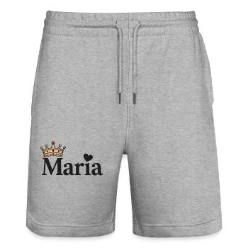 Mary First Name Crown Heart Gift Idea - Stanley/Stella Trainer Unisex Organic Jogging Shorts - heather grey - Front - Nik (191cm) & Marisol (170cm)