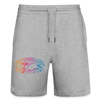 Deutschland Fussball Capybara - Stanley/Stella Unisex Bio Joggingshorts Trainer  - Grau meliert - Vorne - Nik (191cm) & Marisol (170cm)