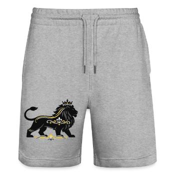 Royal Lion with Gold Ornament - Stanley/Stella Trainer Unisex Organic Jogging Shorts - heather grey - Front - Nik (191cm) & Marisol (170cm)