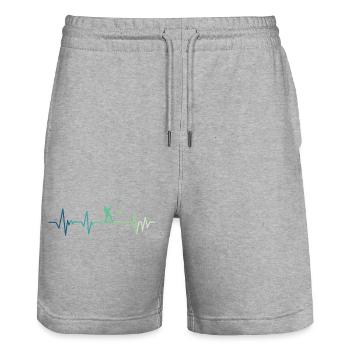 Fischerherzschlag-Angeln - Stanley/Stella Unisex Bio Joggingshorts Trainer  - Grau meliert - Vorne - Nik (191cm) & Marisol (170cm)
