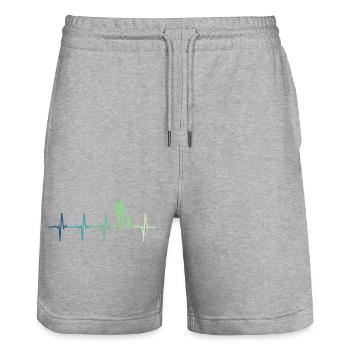 Vater und Sohn Herzschlag Geschenk Vater Sohn - Stanley/Stella Unisex Bio Joggingshorts Trainer  - Grau meliert - Vorne - Nik (191cm) & Marisol (170cm)