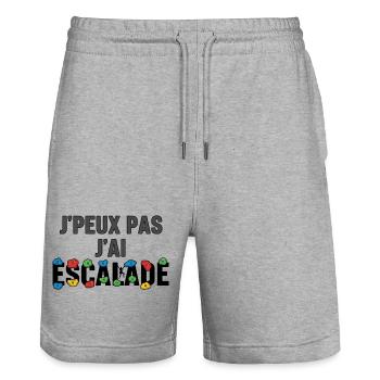 J'peux pas j'ai couleurs et formes - Short de jogging bio TRAINER Stanley/Stella unisexe - gris chiné - Devant - Nik (191cm) & Marisol (170cm)