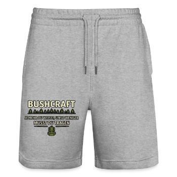 Bushcraft Wissen Outdoor Survival Weisheit - Stanley/Stella Unisex Bio Joggingshorts Trainer  - Grau meliert - Vorne - Nik (191cm) & Marisol (170cm)