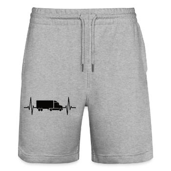 Truck Heartbeat Truck Driver Truck - Stanley/Stella Trainer Unisex Organic Jogging Shorts - heather grey - Front - Nik (191cm) & Marisol (170cm)