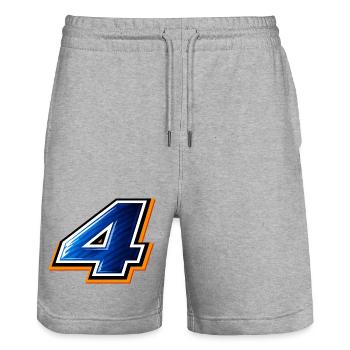 Number 4 Football Jersey Sporty Design - Stanley/Stella Trainer Unisex Organic Jogging Shorts - heather grey - Front - Nik (191cm) & Marisol (170cm)