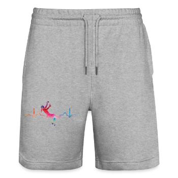 Boulderer heartbeat Bouldering Bouldering - Stanley/Stella Trainer Unisex Organic Jogging Shorts - heather grey - Front - Nik (191cm) & Marisol (170cm)