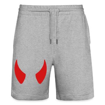 Cornes du diable - Short de jogging bio TRAINER Stanley/Stella unisexe - gris chiné - Devant - Nik (191cm) & Marisol (170cm)
