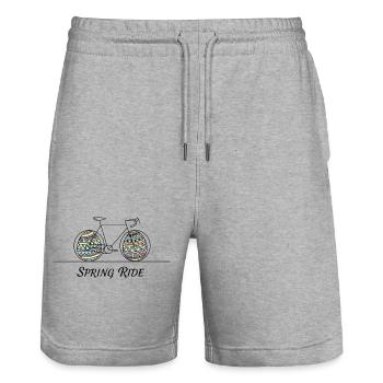 Spring Ride Easter Bike Line Art - Stanley/Stella Trainer Unisex Organic Jogging Shorts - heather grey - Front - Nik (191cm) & Marisol (170cm)