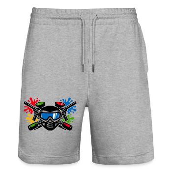 Graffiti helmet with paint splash - Stanley/Stella Trainer Unisex Organic Jogging Shorts - heather grey - Front - Nik (191cm) & Marisol (170cm)