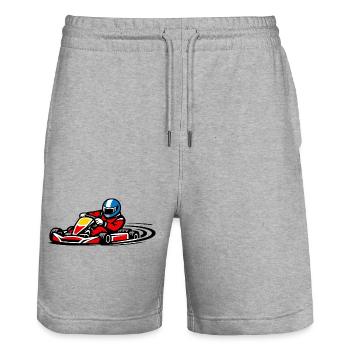 Roter Rennkart-Fahrer im Speed-Sport - Stanley/Stella Unisex Bio Joggingshorts Trainer  - Grau meliert - Vorne - Nik (191cm) & Marisol (170cm)