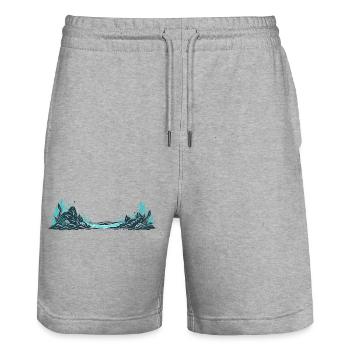 Bord de rivière de style jungle - Short de jogging bio TRAINER Stanley/Stella unisexe - gris chiné - Devant - Nik (191cm) & Marisol (170cm)