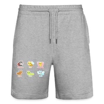 Kawaii Insekten Bande - Stanley/Stella Unisex Bio Joggingshorts Trainer  - Grau meliert - Vorne - Nik (191cm) & Marisol (170cm)