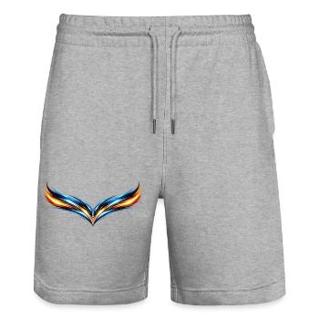 Sportliches Trikot Design Symmetrischer Effekt - Stanley/Stella Unisex Bio Joggingshorts Trainer  - Grau meliert - Vorne - Nik (191cm) & Marisol (170cm)