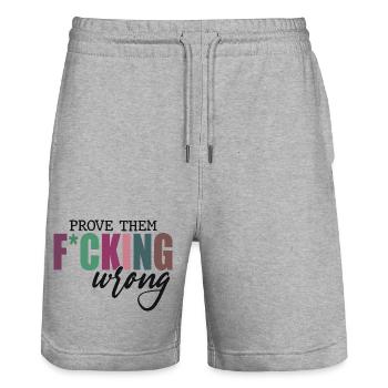 Prove Them F*cking Wrong - Stanley/Stella Trainer Unisex Organic Jogging Shorts - heather grey - Front - Nik (191cm) & Marisol (170cm)