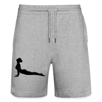 Silhouette de la posture de Cobra Yoga - Short de jogging bio TRAINER Stanley/Stella unisexe - gris chiné - Devant - Nik (191cm) & Marisol (170cm)