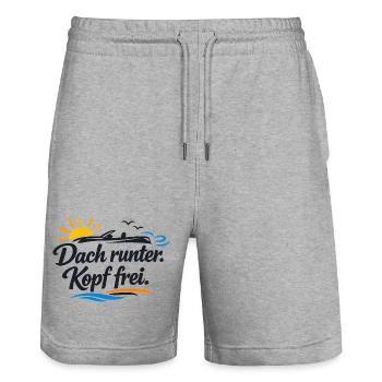 Dach runter Kopf frei Cabrio Spruch lustig  - Stanley/Stella Unisex Bio Joggingshorts Trainer  - Grau meliert - Vorne - Nik (191cm) & Marisol (170cm)