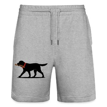 Labrador Retriever Spiel Apportieren Schwarzer Labrador - Stanley/Stella Unisex Bio Joggingshorts Trainer  - Grau meliert - Vorne - Nik (191cm) & Marisol (170cm)