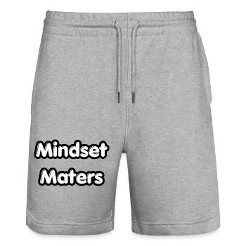 T-shirt Mindset Matters | T-shirt de motivation - Short de jogging bio TRAINER Stanley/Stella unisexe - gris chiné - Devant - Nik (191cm) & Marisol (170cm)