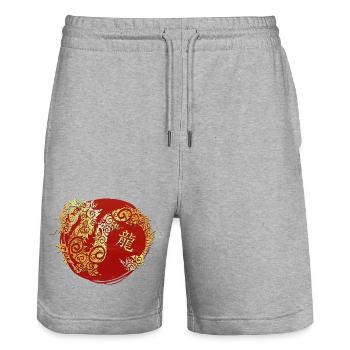 Drache Chinesisches Tierkreiszeichen Horoskop - Stanley/Stella Unisex Bio Joggingshorts Trainer  - Grau meliert - Vorne - Nik (191cm) & Marisol (170cm)