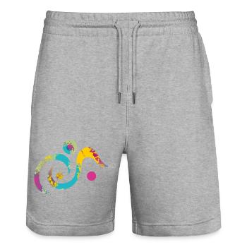 Yoga design_19 - Short de jogging bio TRAINER Stanley/Stella unisexe - gris chiné - Devant - Nik (191cm) & Marisol (170cm)