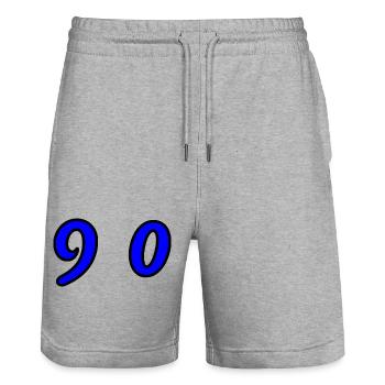 90. 90 ANS. 90e ANNIVERSAIRE. ANNIVERSAIRE 90 ANS. - Short de jogging bio TRAINER Stanley/Stella unisexe - gris chiné - Devant - Nik (191cm) & Marisol (170cm)