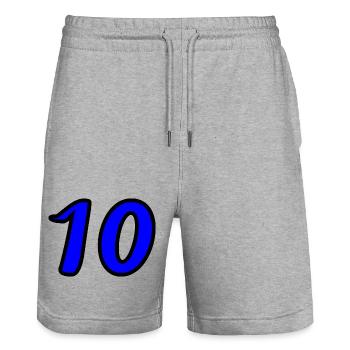10. 10 JAHRE. 10-JÄHRIGES JUBILÄUM. 10-JÄHRIGES JUBILÄUM. - Stanley/Stella Unisex Bio Joggingshorts Trainer  - Grau meliert - Vorne - Nik (191cm) & Marisol (170cm)
