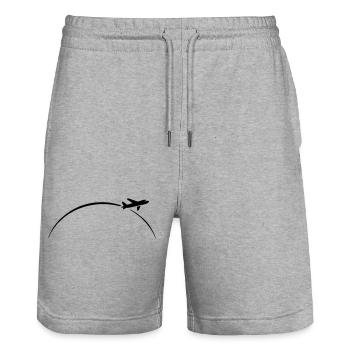 flugzeug - Stanley/Stella Unisex Bio Joggingshorts Trainer  - Grau meliert - Vorne - Nik (191cm) & Marisol (170cm)