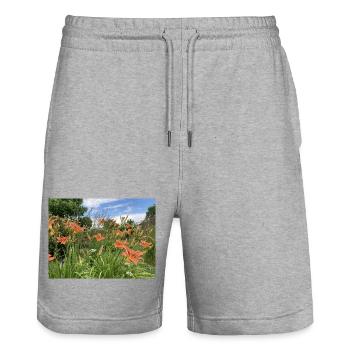 LILIEN - Stanley/Stella Unisex Bio Joggingshorts Trainer  - Grau meliert - Vorne - Nik (191cm) & Marisol (170cm)