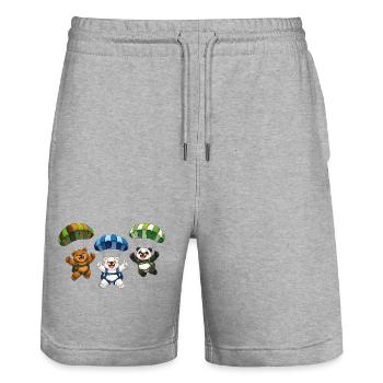 Drei Bären springen mit einem Fallschirm - Stanley/Stella Unisex Bio Joggingshorts Trainer  - Grau meliert - Vorne - Nik (191cm) & Marisol (170cm)