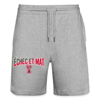 Logo Échec et Mat Rouge Roi Noir en Difficulté - Short de jogging bio TRAINER Stanley/Stella unisexe - gris chiné - Devant - Nik (191cm) & Marisol (170cm)