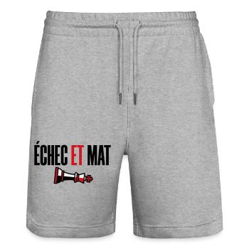 Victoire Échec et Mat Roi Renversé Style Moderne - Short de jogging bio TRAINER Stanley/Stella unisexe - gris chiné - Devant - Nik (191cm) & Marisol (170cm)