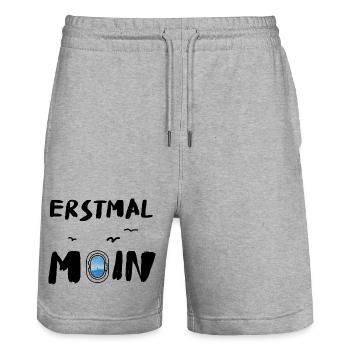 erstmal moin spruch norddeutsch platt - Stanley/Stella Unisex Bio Joggingshorts Trainer  - Grau meliert - Vorne - Nik (191cm) & Marisol (170cm)