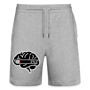 Brain_Loading_1 _Digital_Burnout - Stanley/Stella Trainer Unisex Organic Jogging Shorts - heather grey - Front - Nik (191cm) & Marisol (170cm)