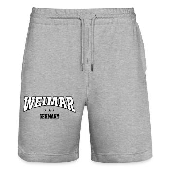 Weimar Lettering College Style Retro - Stanley/Stella Trainer Unisex Organic Jogging Shorts - heather grey - Front - Nik (191cm) & Marisol (170cm)