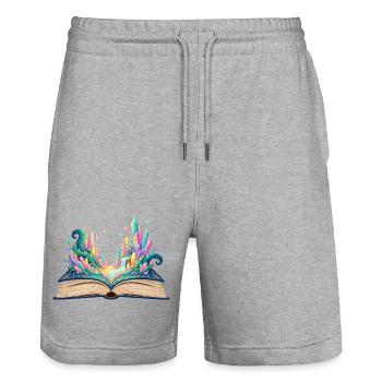 Traumwelt erwacht aus Buchseiten Fantasie Buch - Stanley/Stella Unisex Bio Joggingshorts Trainer  - Grau meliert - Vorne - Nik (191cm) & Marisol (170cm)