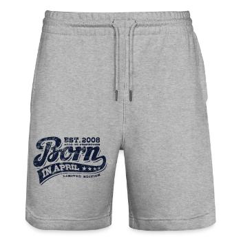 Born in April 2008 - Birthday - Gift - Stanley/Stella Trainer Unisex Organic Jogging Shorts - heather grey - Front - Nik (191cm) & Marisol (170cm)
