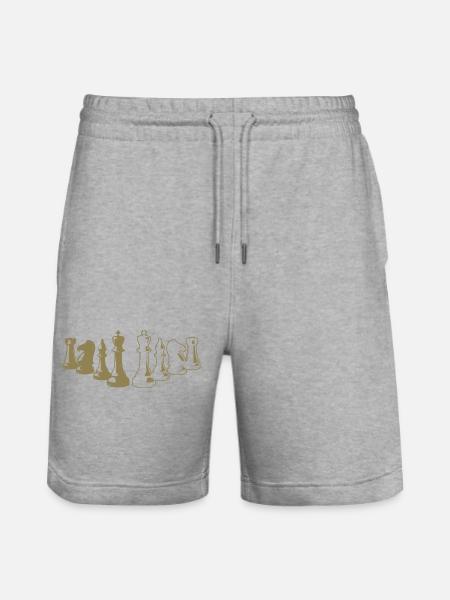 Minimalist Chess Silhouette Chessboard - Stanley/Stella Trainer Unisex Organic Jogging Shorts - heather grey