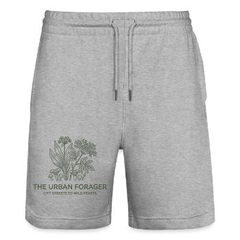 Urban Forager Botanical Sketch Wild Food Art - Stanley/Stella Trainer Unisex Organic Jogging Shorts - heather grey - Front - Nik (191cm) & Marisol (170cm)