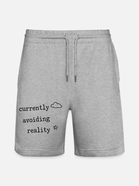 Currently Avoiding Reality Funny Shirt - Stanley/Stella Trainer Unisex Organic Jogging Shorts - heather grey
