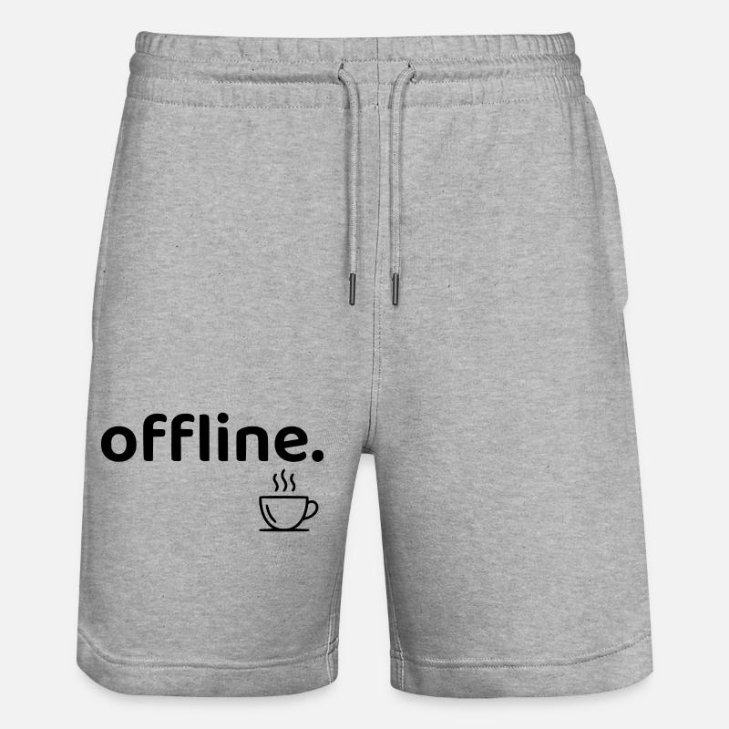 Offline minimalistisches Kaffee-Hemd - Stanley/Stella Unisex Bio Joggingshorts Trainer  - Grau meliert