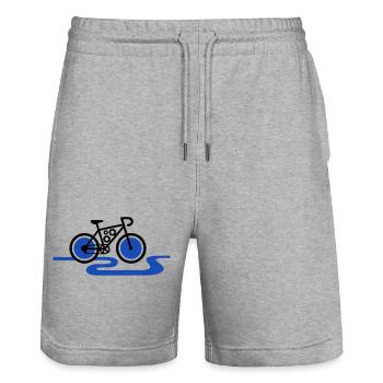 Modern E-Bike Gear Motor - Stanley/Stella Trainer Unisex Organic Jogging Shorts - heather grey - Front - Nik (191cm) & Marisol (170cm)