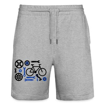 Cool Bicycle Tool Parts Set - Stanley/Stella Trainer Unisex Organic Jogging Shorts - heather grey - Front - Nik (191cm) & Marisol (170cm)