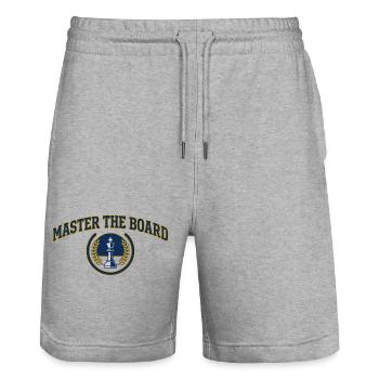 Maître de l'Échiquier Blason Roi Échecs Premium - Short de jogging bio TRAINER Stanley/Stella unisexe - gris chiné - Devant - Nik (191cm) & Marisol (170cm)
