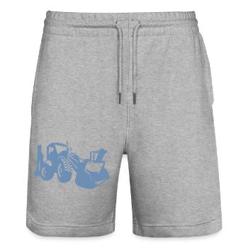 Chargeuse sur pneus d’excavatrice Opérateur d’équipement de construction Silhouette - Short de jogging bio TRAINER Stanley/Stella unisexe - gris chiné - Devant - Nik (191cm) & Marisol (170cm)