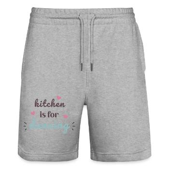 Kitchen Is For Dancing Cute Cooking Quote Design - Stanley/Stella Trainer Unisex Organic Jogging Shorts - heather grey - Front - Nik (191cm) & Marisol (170cm)