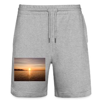 Sunset - Stanley/Stella Trainer Unisex Organic Jogging Shorts - heather grey - Front - Nik (191cm) & Marisol (170cm)