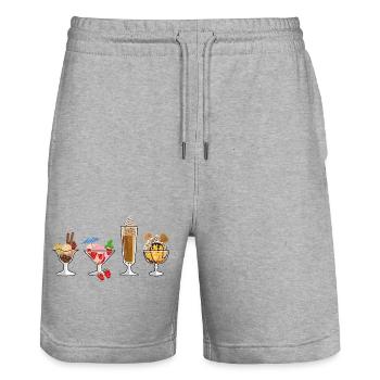 Glace, Glace - Âge glaciaire - Short de jogging bio TRAINER Stanley/Stella unisexe - gris chiné - Devant - Nik (191cm) & Marisol (170cm)