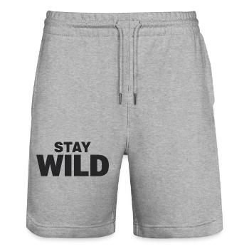 Déclaration de liberté d’aventure STAY WILD - Short de jogging bio TRAINER Stanley/Stella unisexe - gris chiné - Devant - Nik (191cm) & Marisol (170cm)