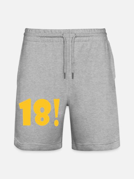 18 Cheers Yellow Birthday Design - Stanley/Stella Trainer Unisex Organic Jogging Shorts - heather grey